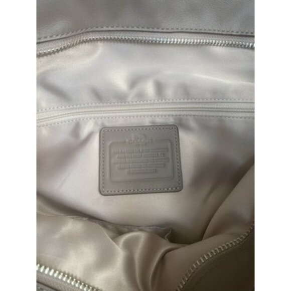 Coach Brown Slouch Suede Leather Hobo Shoulder Bag Silver Hardware Zip Close COA - Picture 7 of 15